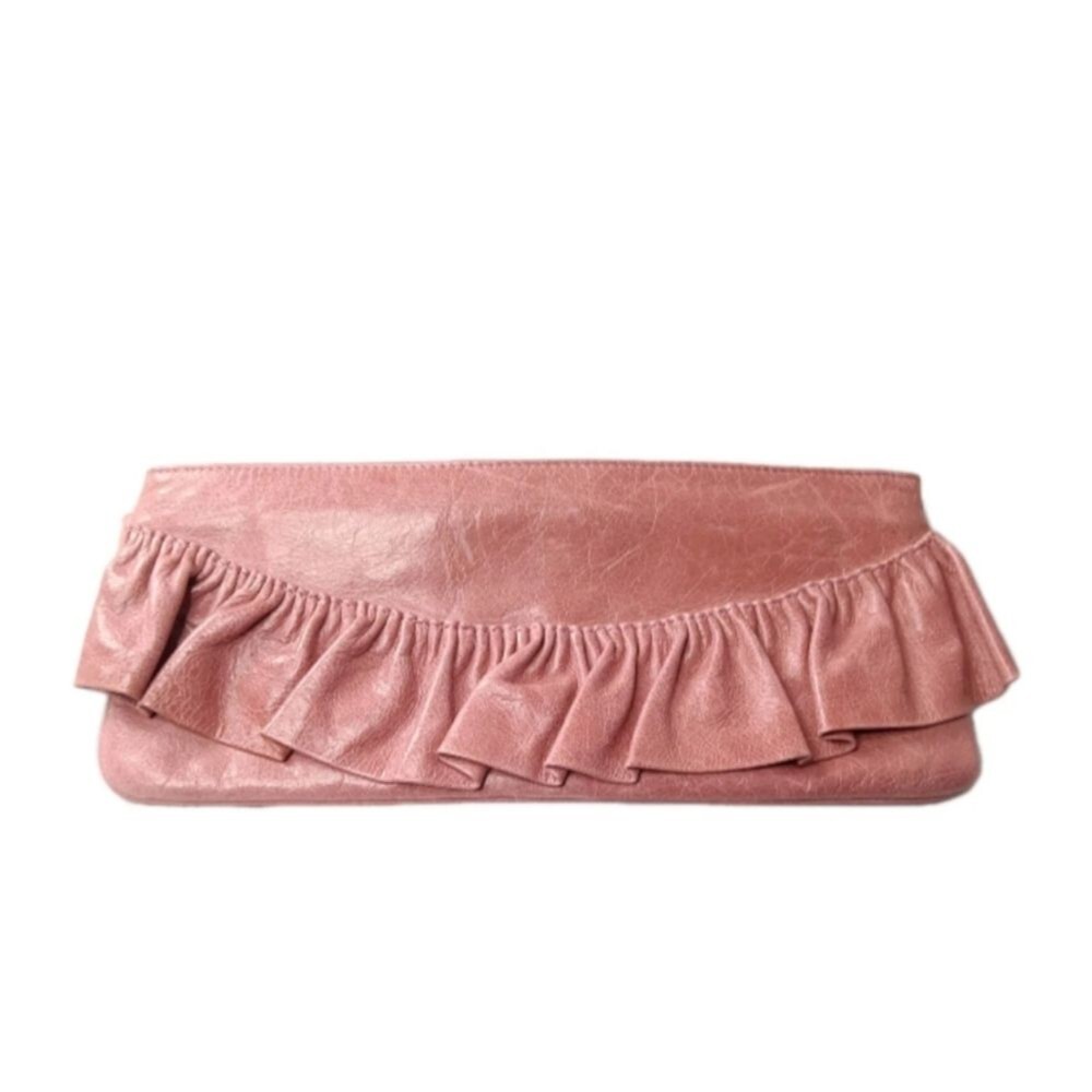 Hobo International Pink Leather Wallet Ruffle Accents Large - Picture 5 of 7